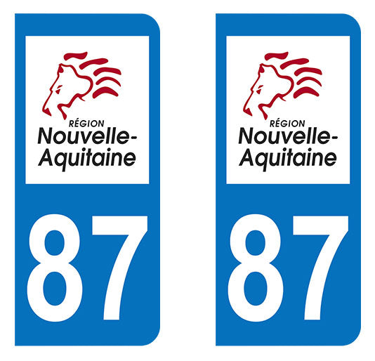 Sticker immatriculation 87 - Nouvelle Aquitaine