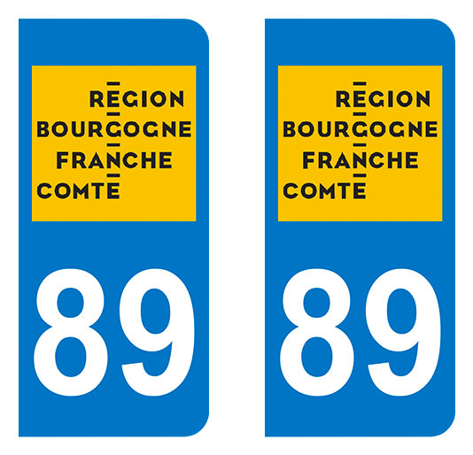 Sticker immatriculation 89 - Nouvelle région Bourgogne Franche-Comté