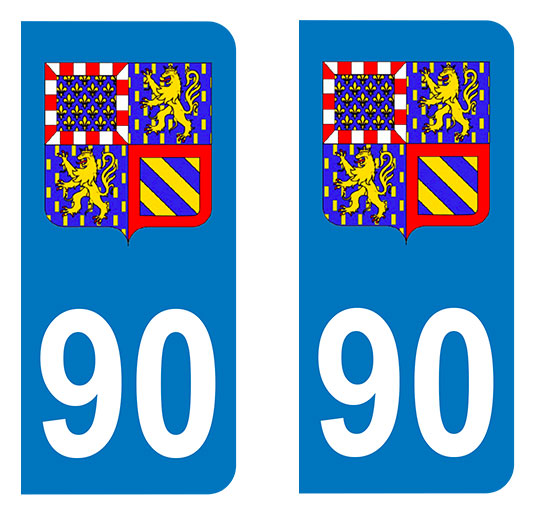Sticker immatriculation 90 - Blason Bourgogne Franche-Comté
