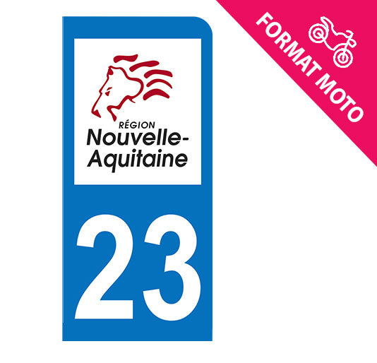 Sticker immatriculation 23 - Nouvelle Aquitaine