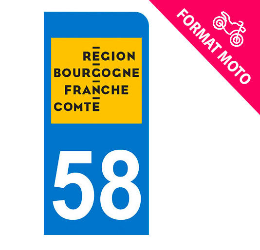 Sticker immatriculation 58 - Nouvelle région Bourgogne Franche-Comté