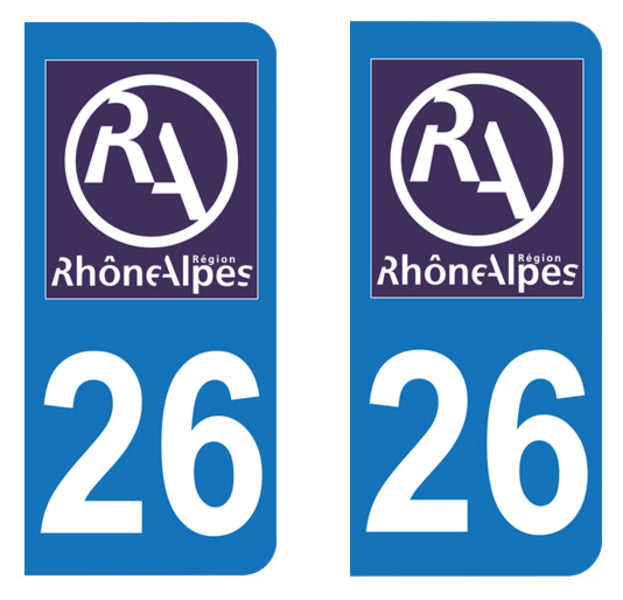 Sticker immatriculation 26 - Nouveau logo Rhône Alpes