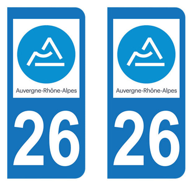Sticker immatriculation 26 - Drôme - Nouvelle région Auvergne Rhône Alpes