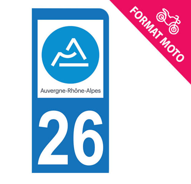 Sticker immatriculation 26 - Drôme - Nouvelle région Auvergne Rhône Alpes
