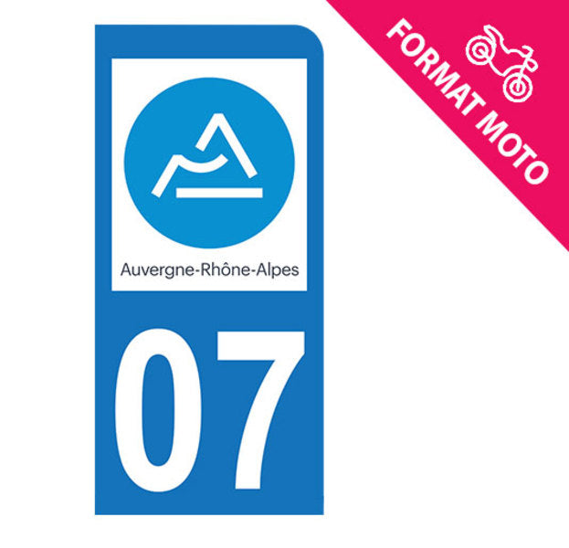 Sticker immatriculation 07 - Nouvelle région Auvergne-Rhône-Alpes