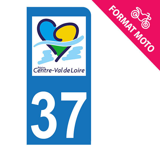 Autocollant plaque immatriculation 37 - Centre - Val de Loire