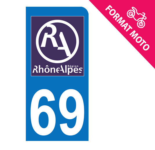 Sticker immatriculation 69 - Nouveau logo Rhône Alpes