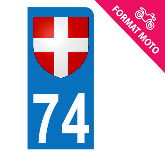 Autocollant Plaque d'immatriculation Moto 74 Croix de Savoie Version B