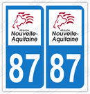 Auto - Sticker immatriculation 87 - Nouvelle Aquitaine