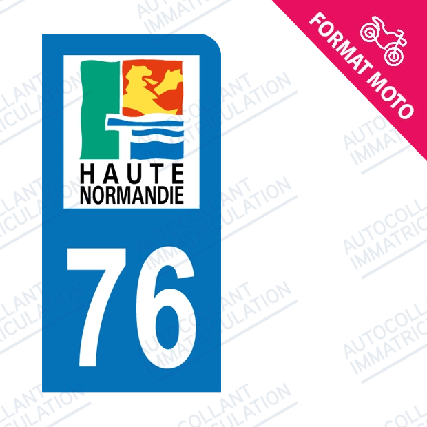 Moto - Sticker immatriculation 76 - Seine Maritime new