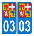 Auto - Sticker immatriculation 03 - Allier - Blason Auvergne Rhône Alpes