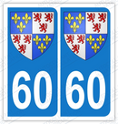 Auto - Sticker immatriculation 60 - Blason Picardie