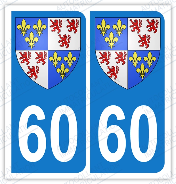 Auto - Sticker immatriculation 60 - Blason Picardie