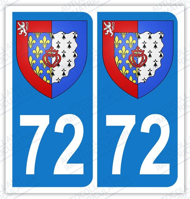 Auto - Sticker immatriculation 72 - Blason Pays de la loire