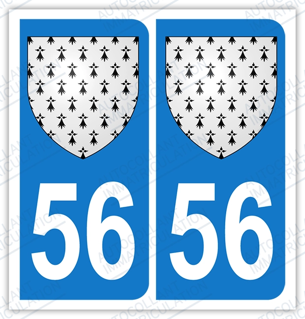 Auto - Sticker immatriculation 56 - Blason Bretagne