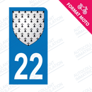 Moto - Sticker immatriculation 22 - Blason bretagne new