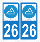 Auto - Sticker immatriculation 26 - Drôme - Nouvelle région Auvergne Rhône Alpes