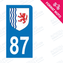 Moto - Sticker immatriculation 87 - Blason Nouvelle Aquitaine new