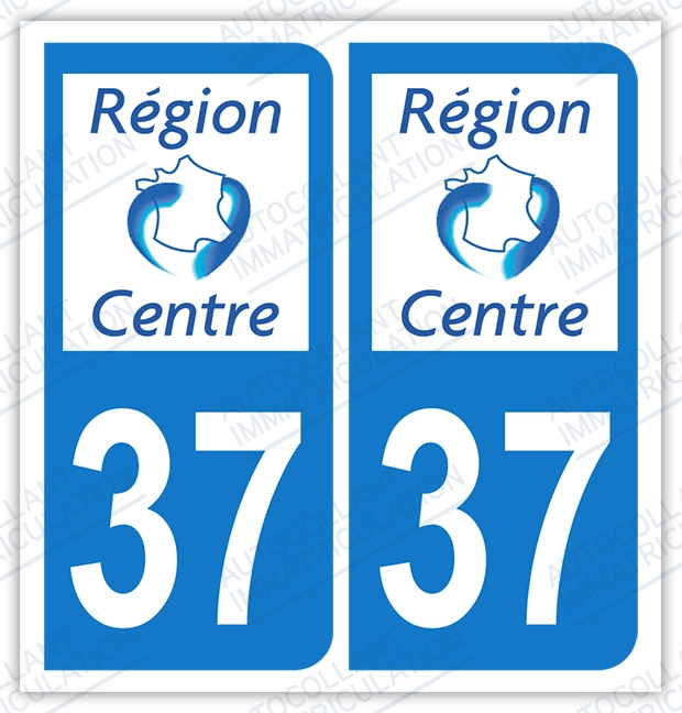 Auto - Sticker immatriculation 37 - Indre et Loire