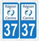 Auto - Sticker immatriculation 37 - Indre et Loire