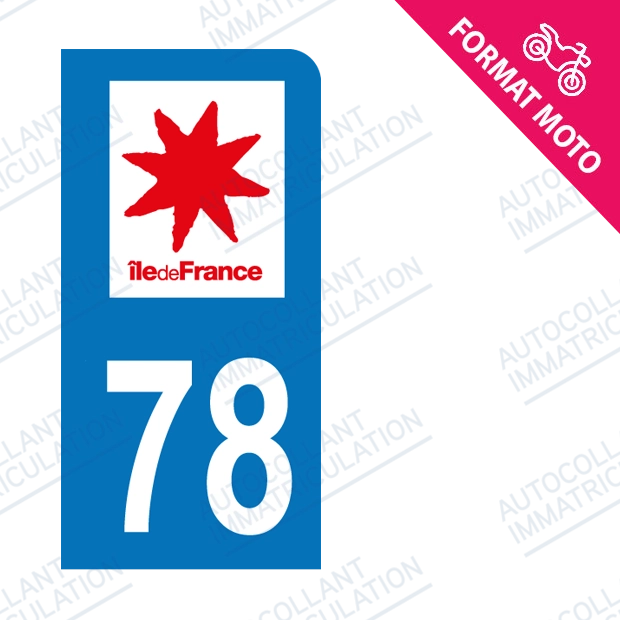 Moto - Sticker immatriculation 78 - Yvelines new
