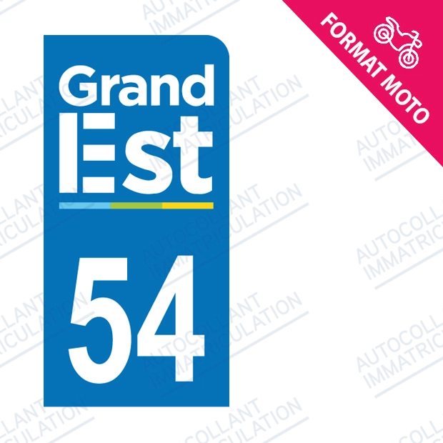 Moto - Sticker immatriculation 54 - Grand-Est new