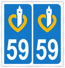Auto - Sticker immatriculation 59 - Nord