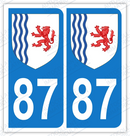 Auto - Sticker immatriculation 87 - Blason Nouvelle Aquitaine