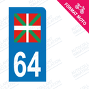 Moto - Sticker immatriculation 64 - Drapeau pays basque / Euskal Herria new