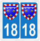 Auto - Autocollant plaque immatriculation 18 - Blason centre val de loire