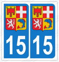 Auto - Sticker immatriculation 15 - Cantal - Blason Auvergne Rhône Alpes