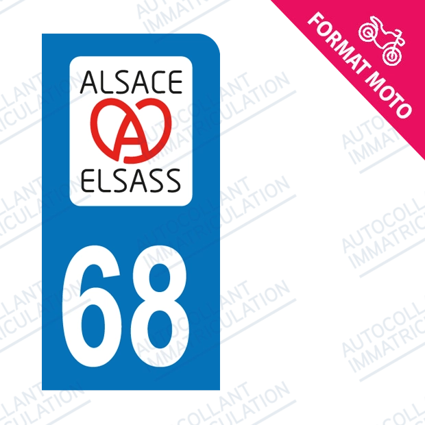 Moto - Sticker immatriculation 68 - Acoeur new