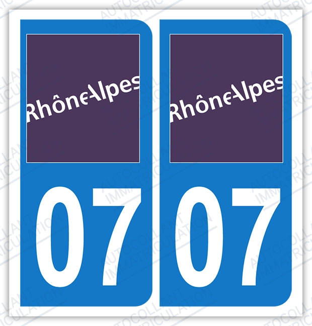 Auto - Sticker immatriculation 07 - Ardèche