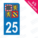 Moto - Sticker immatriculation 25 - Blason Bourgogne Franche-Comté new