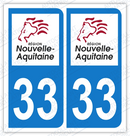 Auto - Sticker immatriculation 33 – Nouvelle Aquitaine