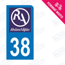Moto - Sticker immatriculation 38 - Nouveau logo Rhône Alpes new