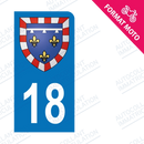 Moto - Autocollant plaque immatriculation 18 - Blason centre val de loire new