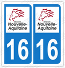 Auto - Sticker immatriculation 16 - Nouvelle Aquitaine