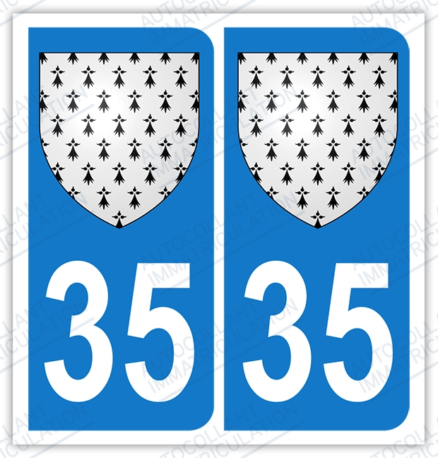 Auto - Sticker immatriculation 35 - Blason Bretagne