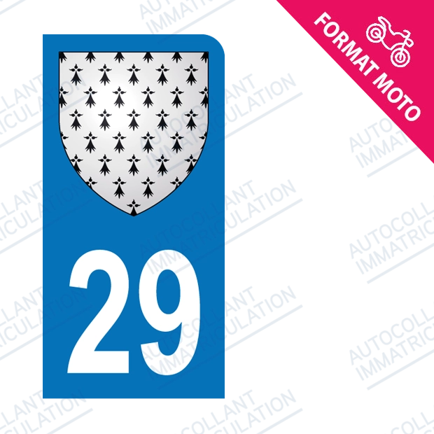 Moto - Sticker immatriculation 29 - Blason Bretagne new