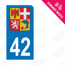 Moto - Sticker immatriculation 42 - Blason Auvergne Rhône Alpes new