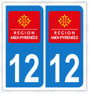 Auto - Sticker immatriculation 12 - Aveyron