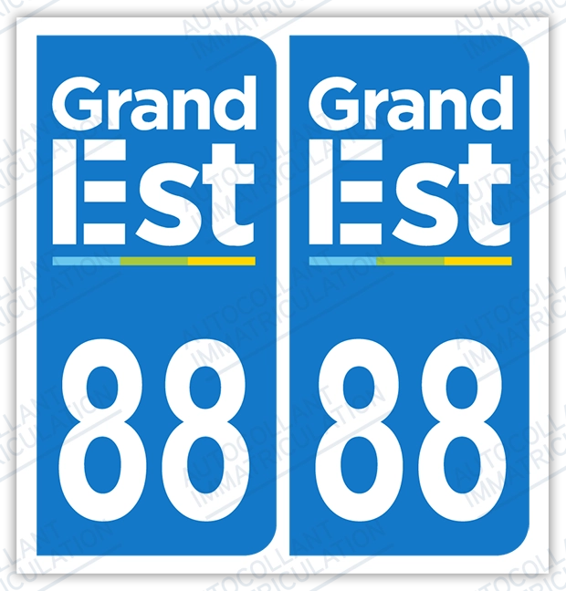 Auto - Sticker immatriculation 88 - Grand-Est