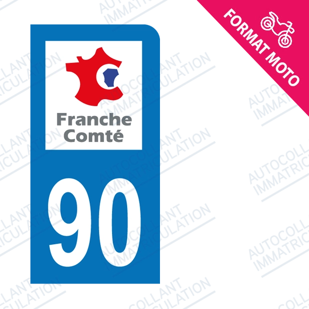 Moto - Sticker immatriculation 90 - Territoire de Belfort new