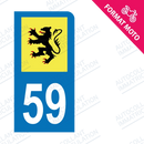 Moto - Sticker immatriculation 59 - Nord - Flandres new