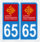Auto - Sticker immatriculation 65 - Occitanie