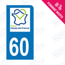 Moto - Sticker immatriculation 60 - Nouvelle région Hauts-de-France new