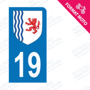 Moto - Sticker immatriculation 19 - Blason Nouvelle Aquitaine new