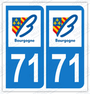 Auto - Sticker immatriculation 71 - Saône et Loire