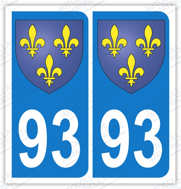 Auto - Sticker immatriculation 93 - Blason Ile de France